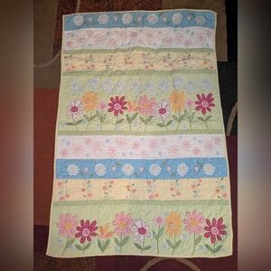 Pottery Barn Kids Daisy Garden Flowers Quilt Quilted Crib Bedding 36x50